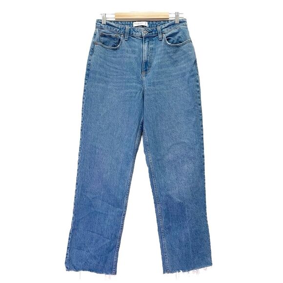 Abercrombie & Fitch Vintage Straight High Rise Jeans Size 29 Curve Love Raw Hem - Picture 1 of 11